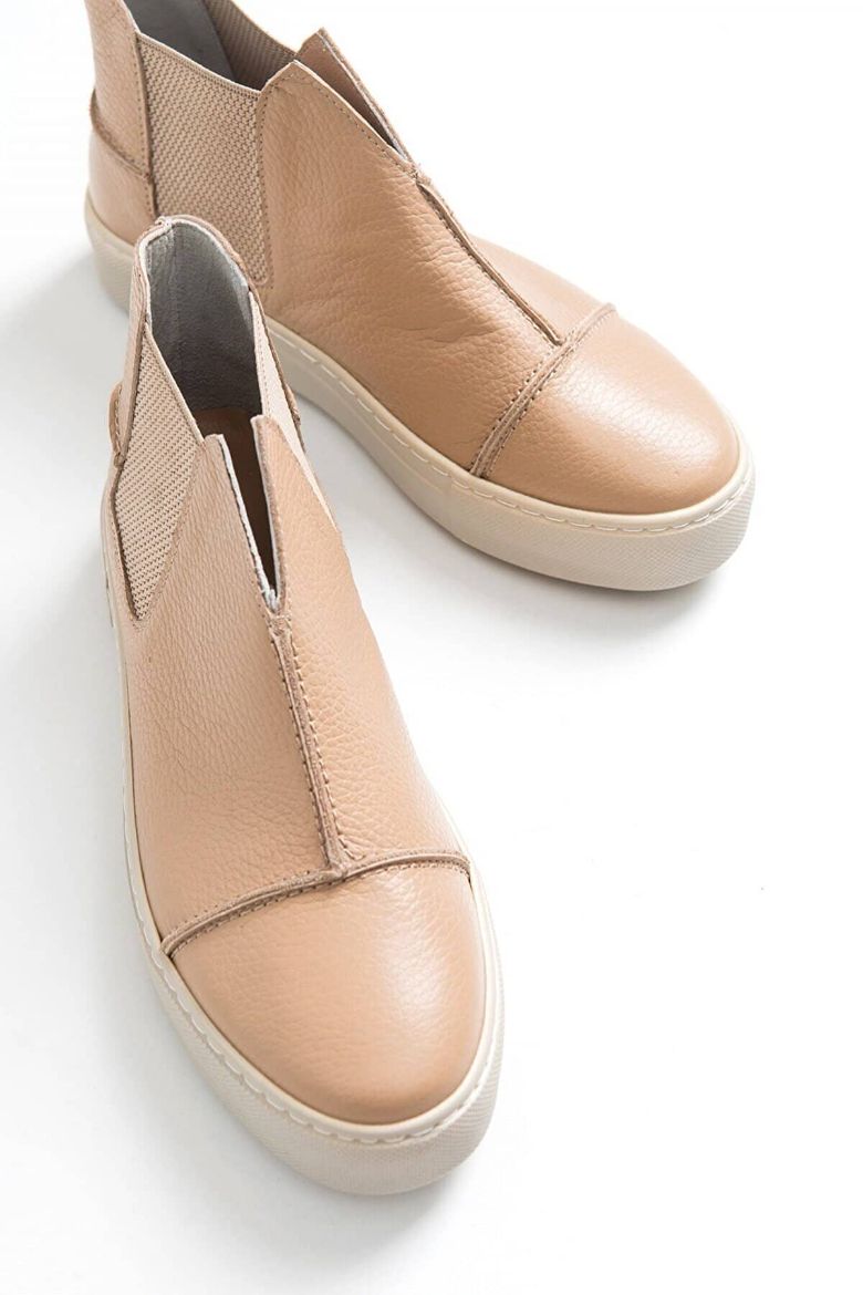 Siyah - 2056 Kadın Hakiki Deri Sneakers