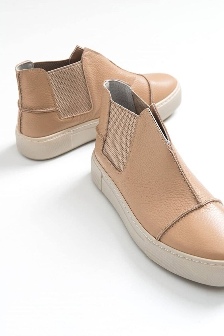 Siyah - 2056 Kadın Hakiki Deri Sneakers