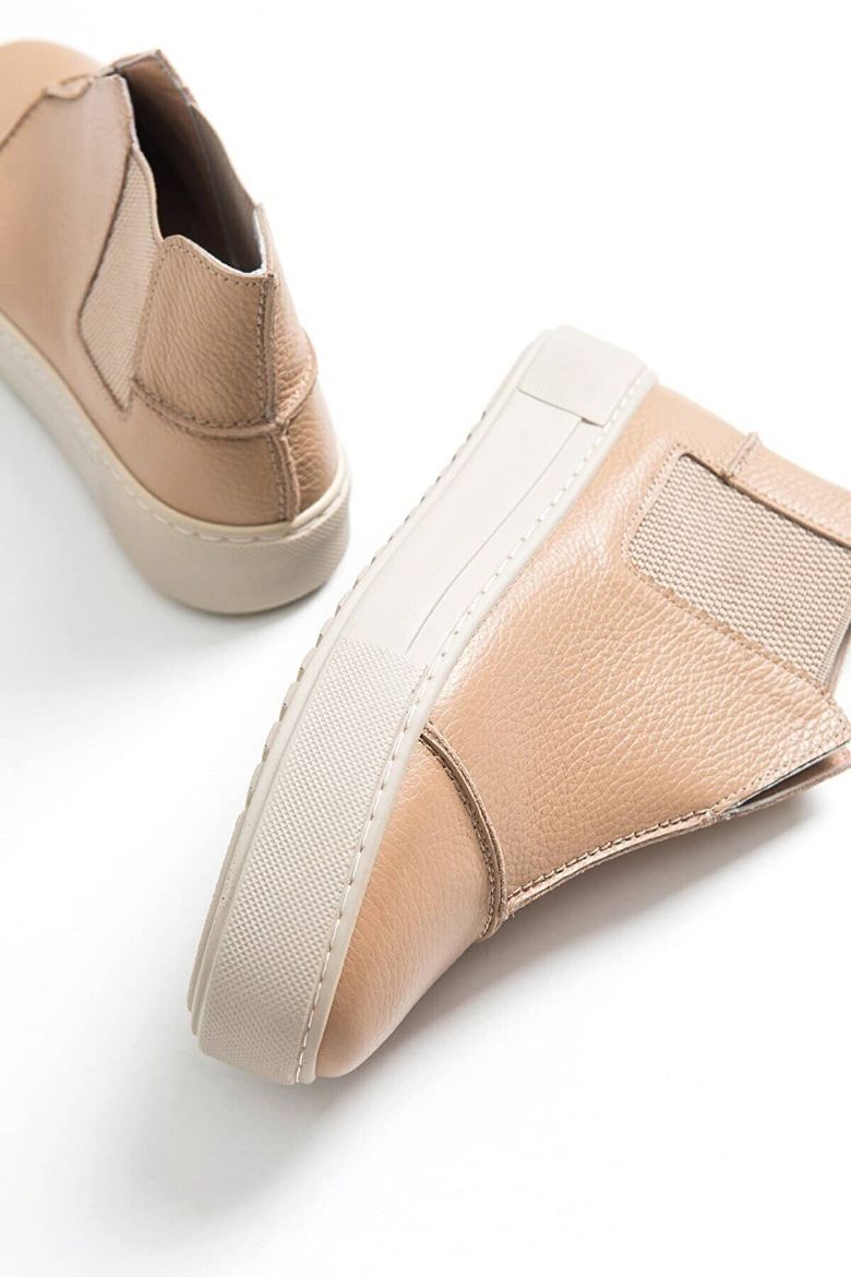Siyah - 2056 Kadın Hakiki Deri Sneakers