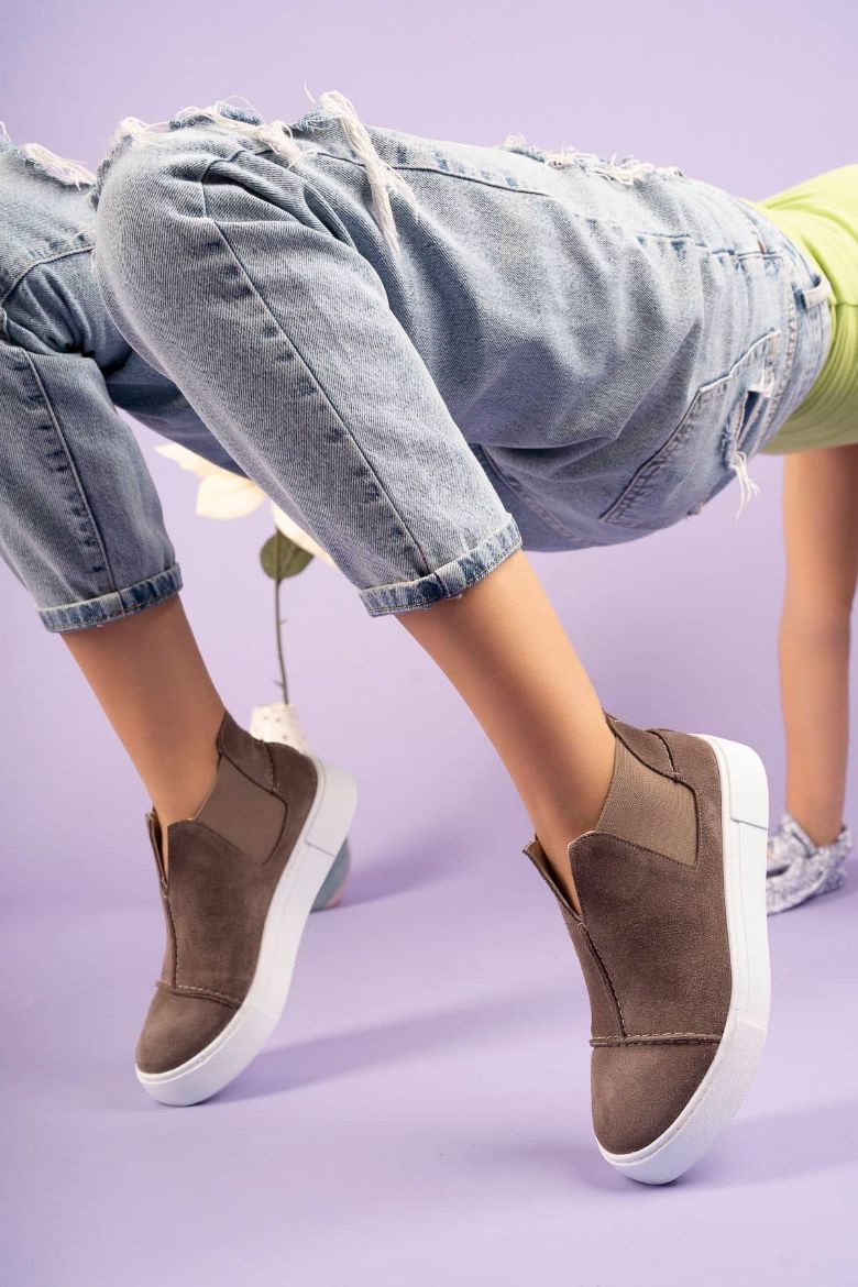 Siyah - 2056 Kadın Hakiki Deri Sneakers