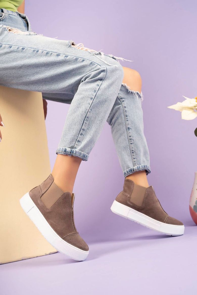 Siyah - 2056 Kadın Hakiki Deri Sneakers