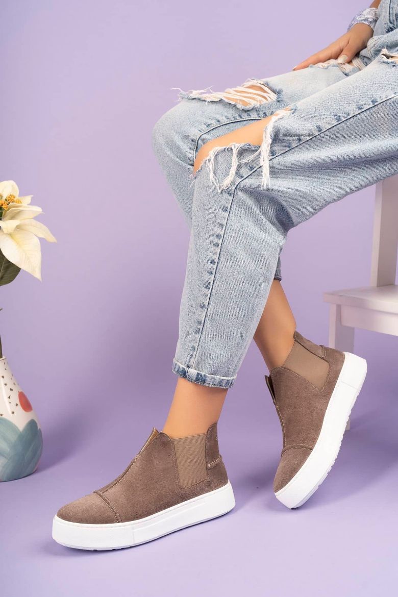 Siyah - 2056 Kadın Hakiki Deri Sneakers