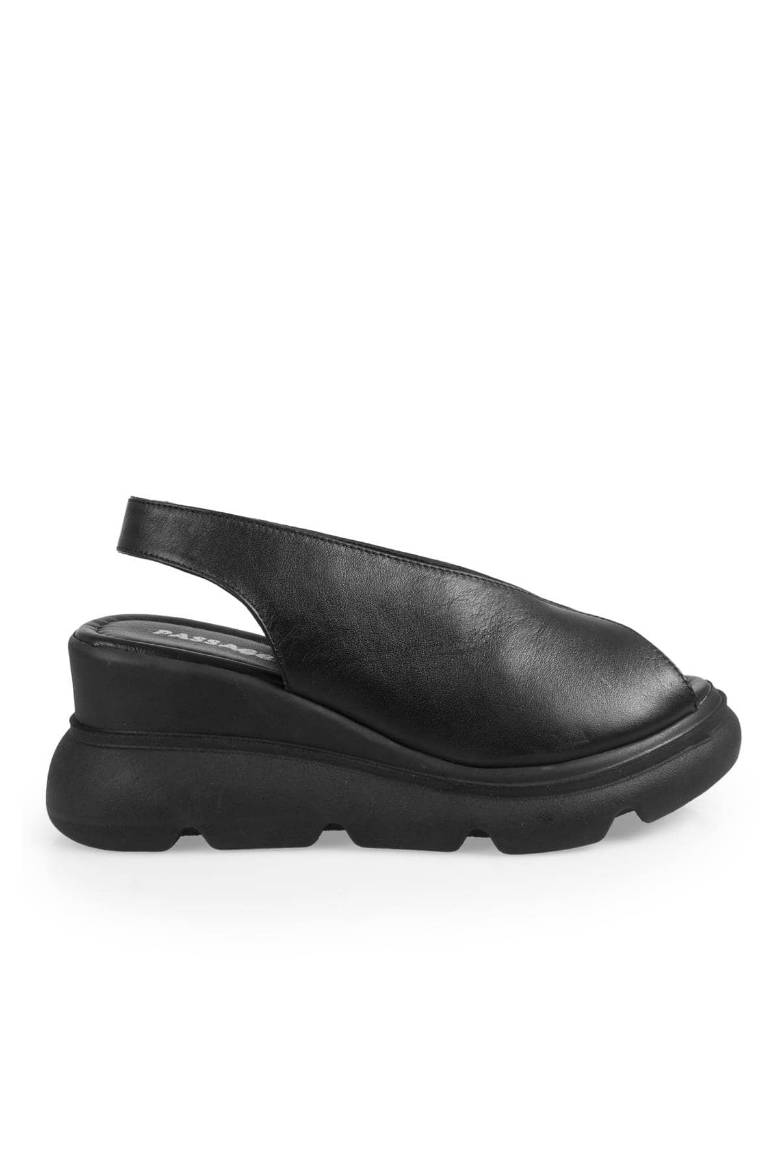 Kadın Cilt Hakiki Deri Dolgu Topuklu Sandalet 6202