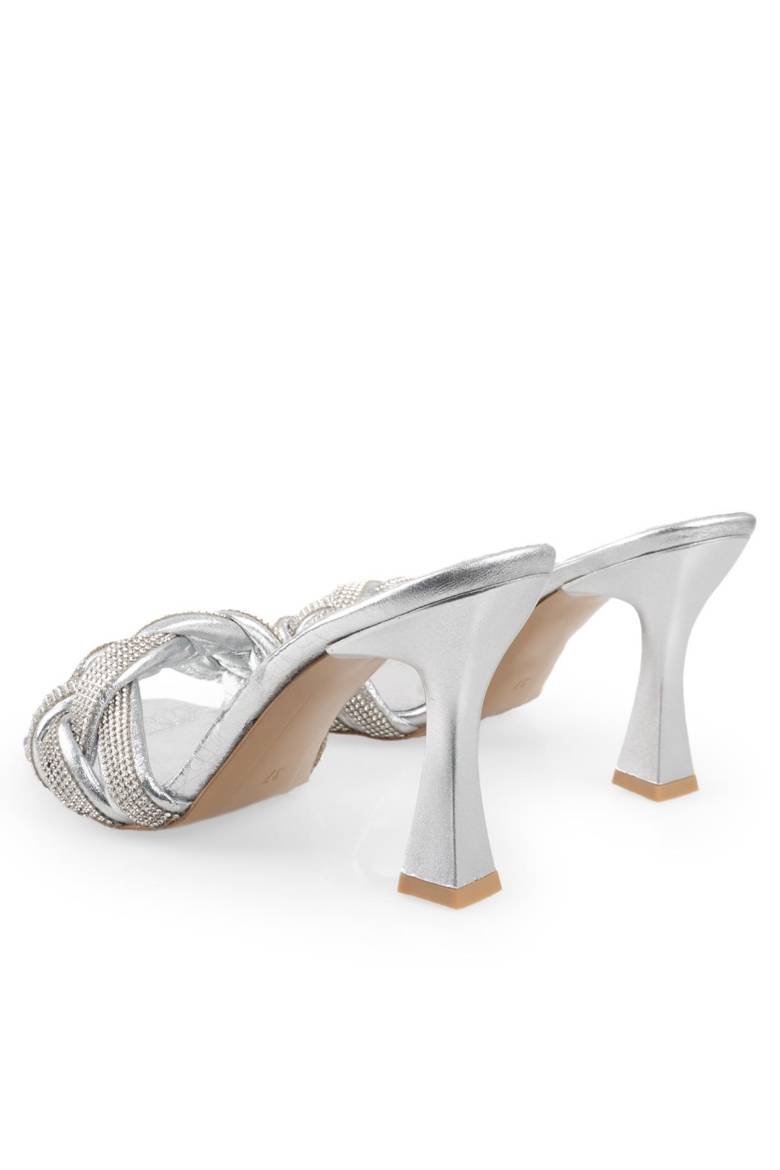 Kadın Cilt Hakiki Deri Topuklu Abiye Terlik 6214