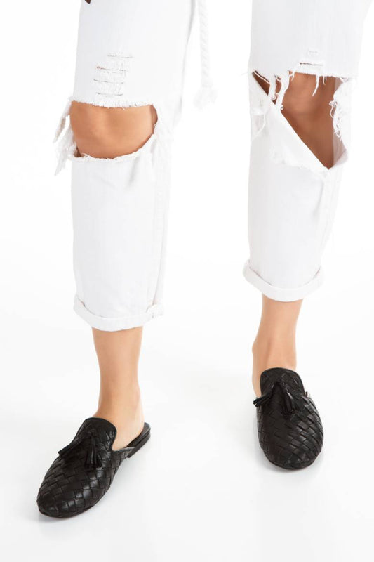 Kadın Hakiki Deri Püskül Detaylı Terlik 6301