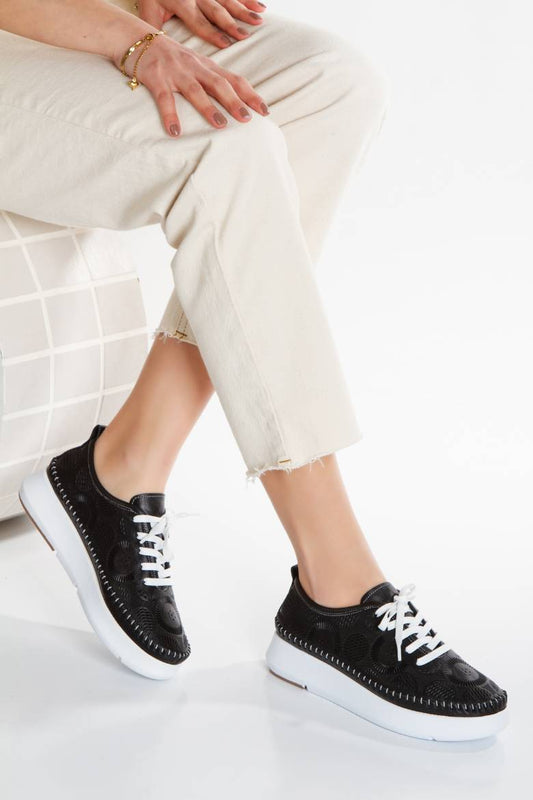 Kadın Hakiki Deri Desenli Comfort Ayakkabı 4056