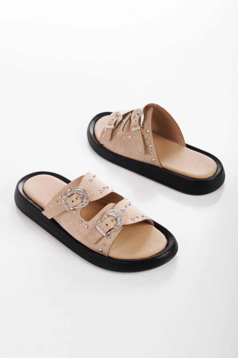 Kadın Trok Ve Toka Detaylı Çift Bantlı Terlik 6331