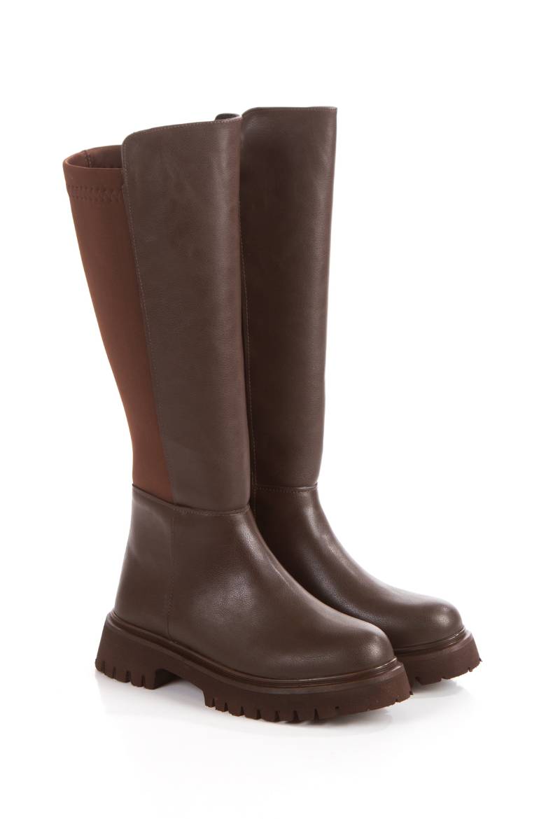 Kadın Scuba Kumaş Detaylı Fermuarlı Çizme 7029