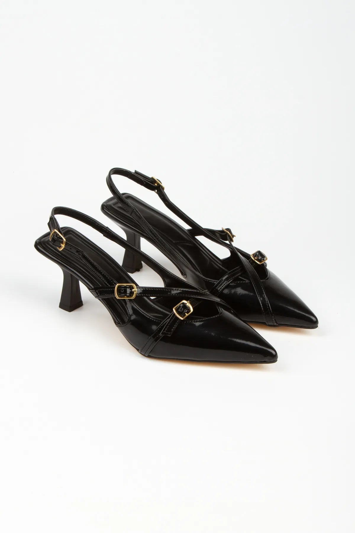 Kadın Çift Bantlı Tokalı Topuklu Ayakkabı 3080