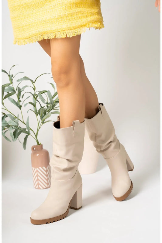 7008 Kadın Cilt Körüklü Platformlu Çekme Çizme