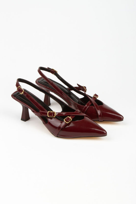 Kadın Çift Bantlı Tokalı Topuklu Ayakkabı 3080