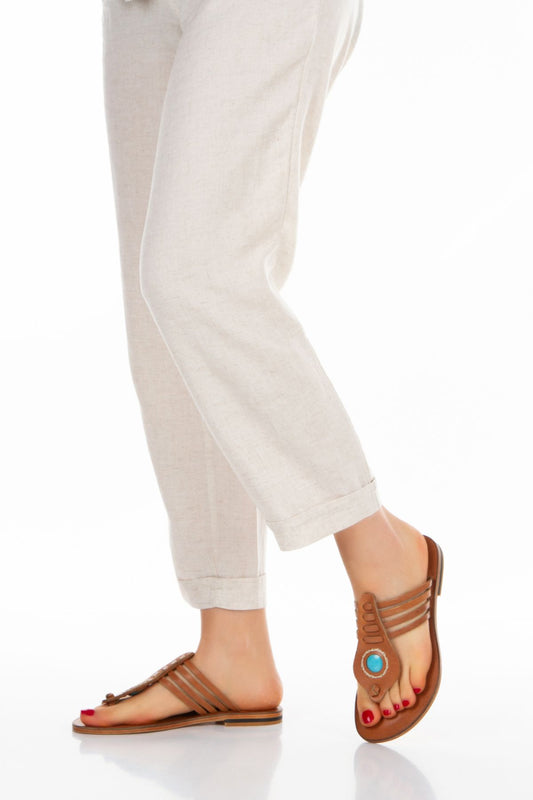 Kadın Hakiki Deri El Yapımı Bodrum Terlik 6258