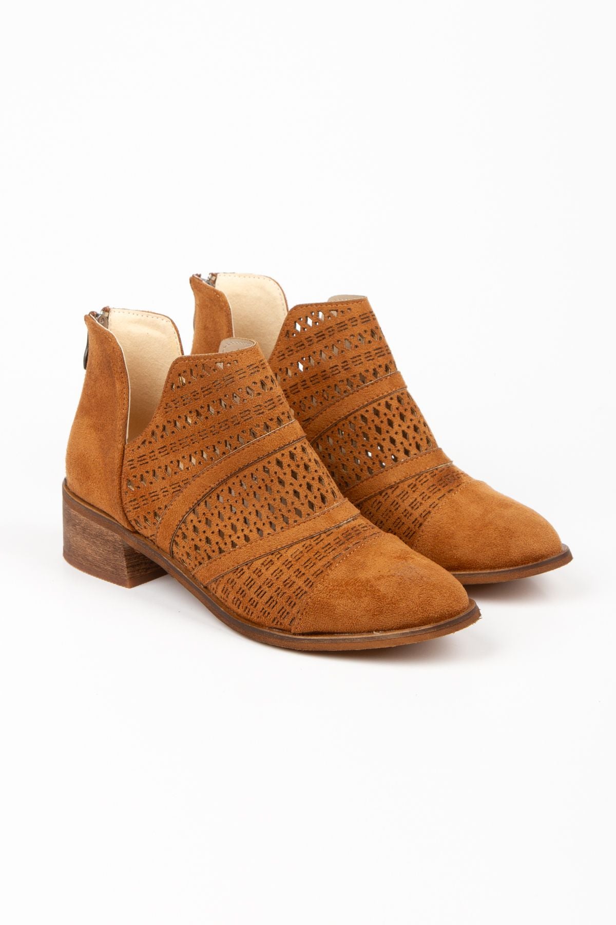 Kadın Süet Fermuarlı Lazer Kesim Yazlık Bot 8020
