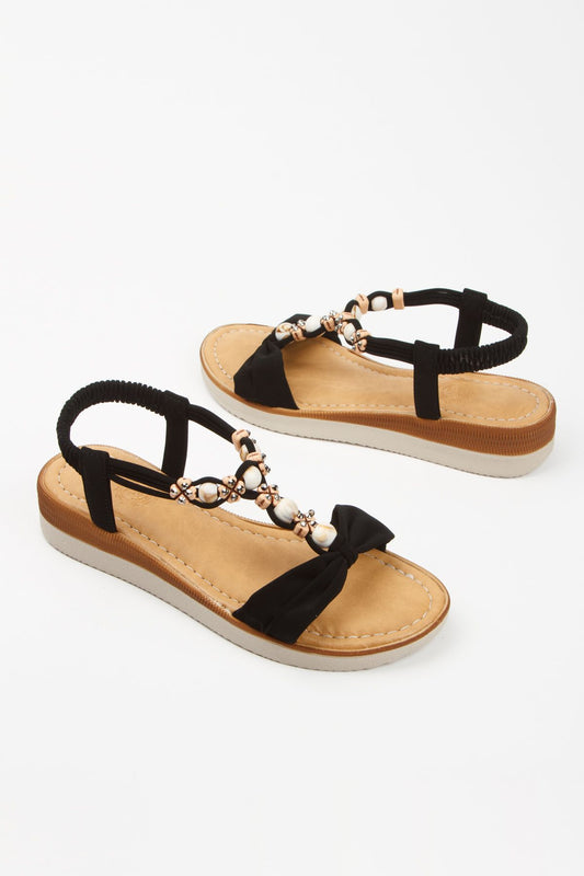 Kadın Nubuk Taş Detaylı Lastikli Sandalet 6277