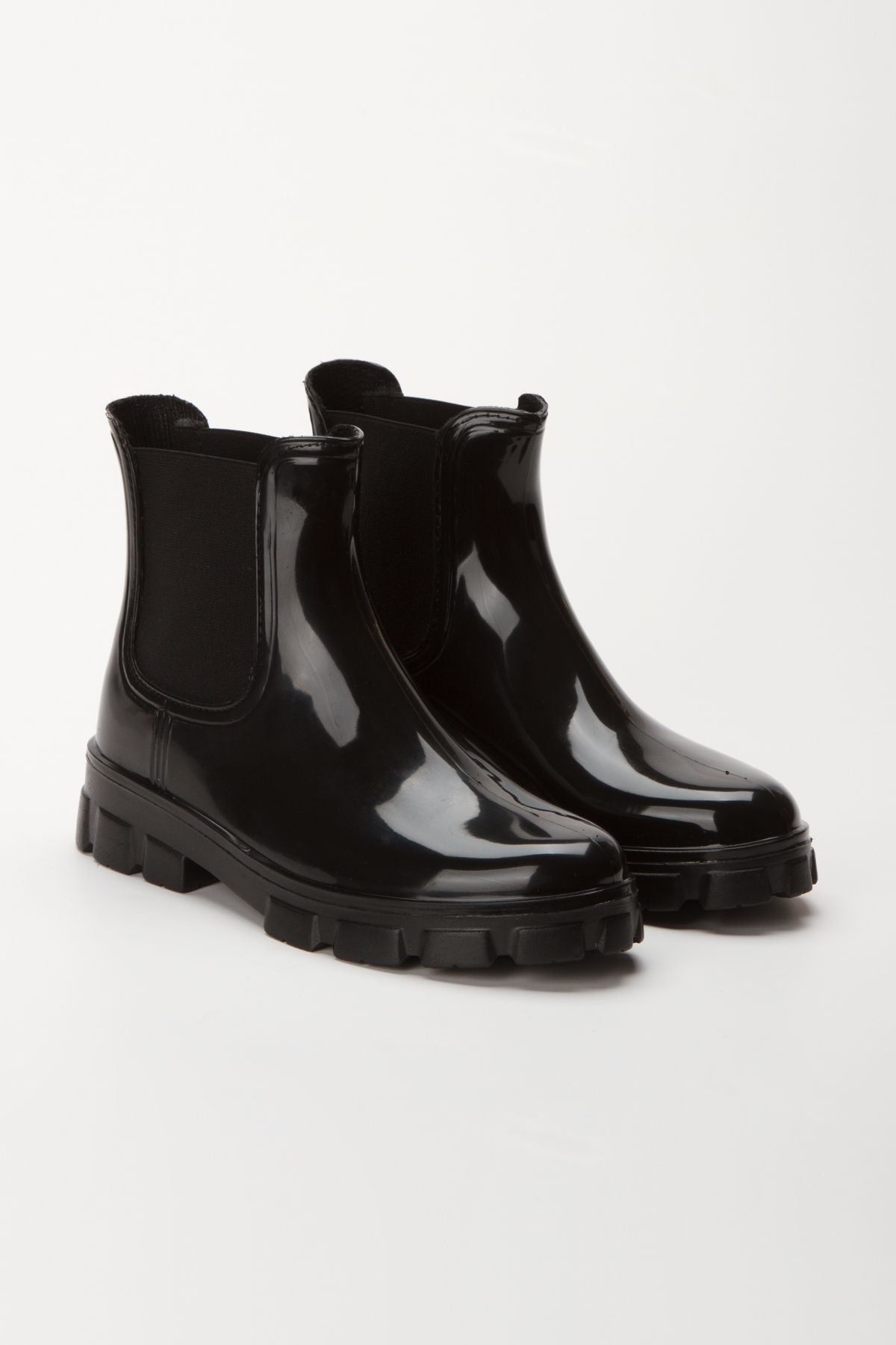 Kadın Siyah Lastikli Kısa Yağmur Botu 5108