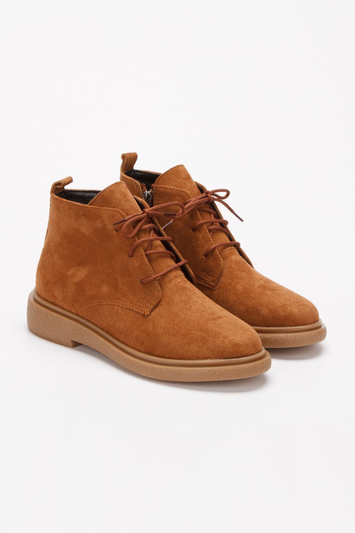 Kadın Süet Fermuarlı Bağcıklı Kısa Bot 5098