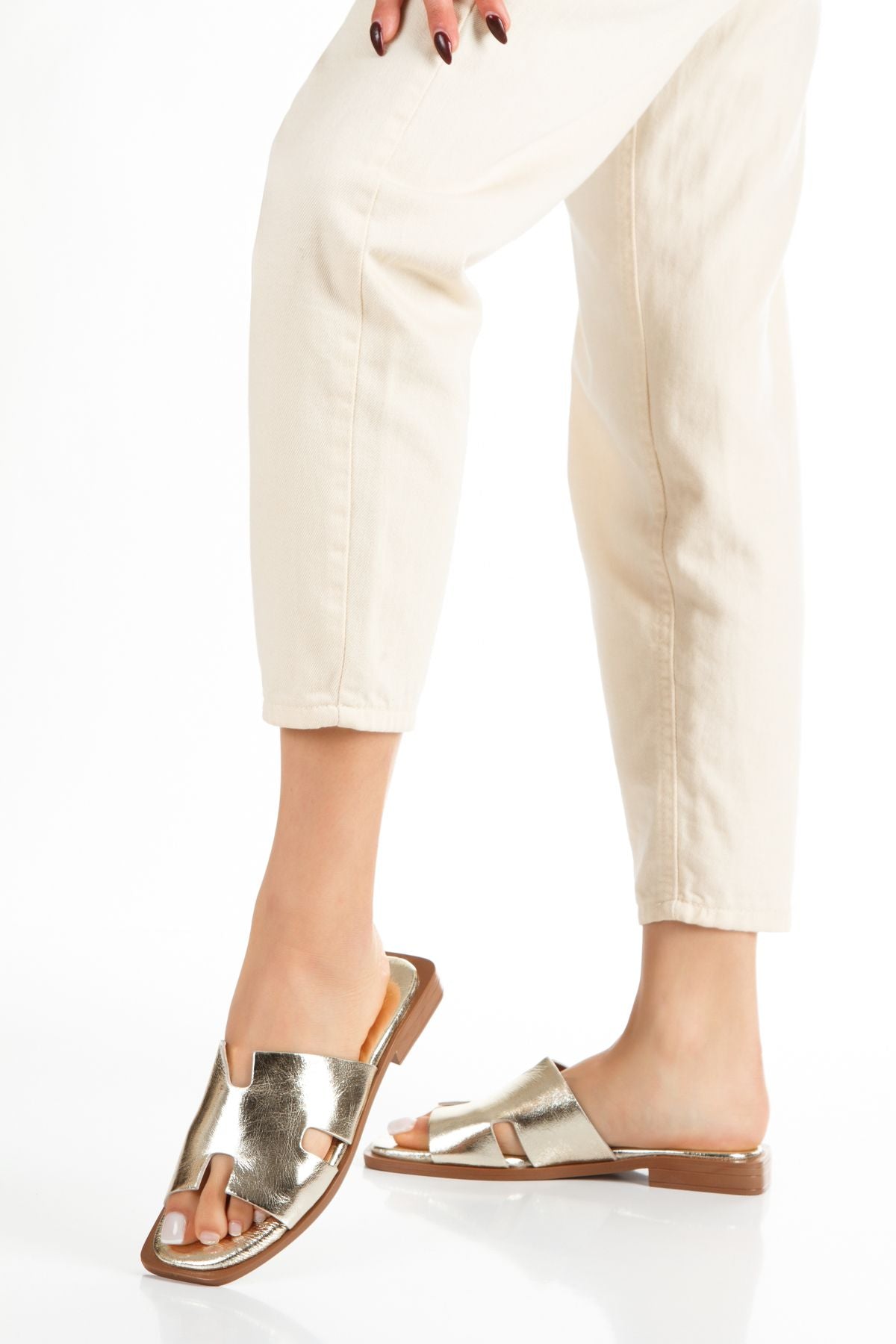 Kadın Cilt Deri Günlük Terlik 6293