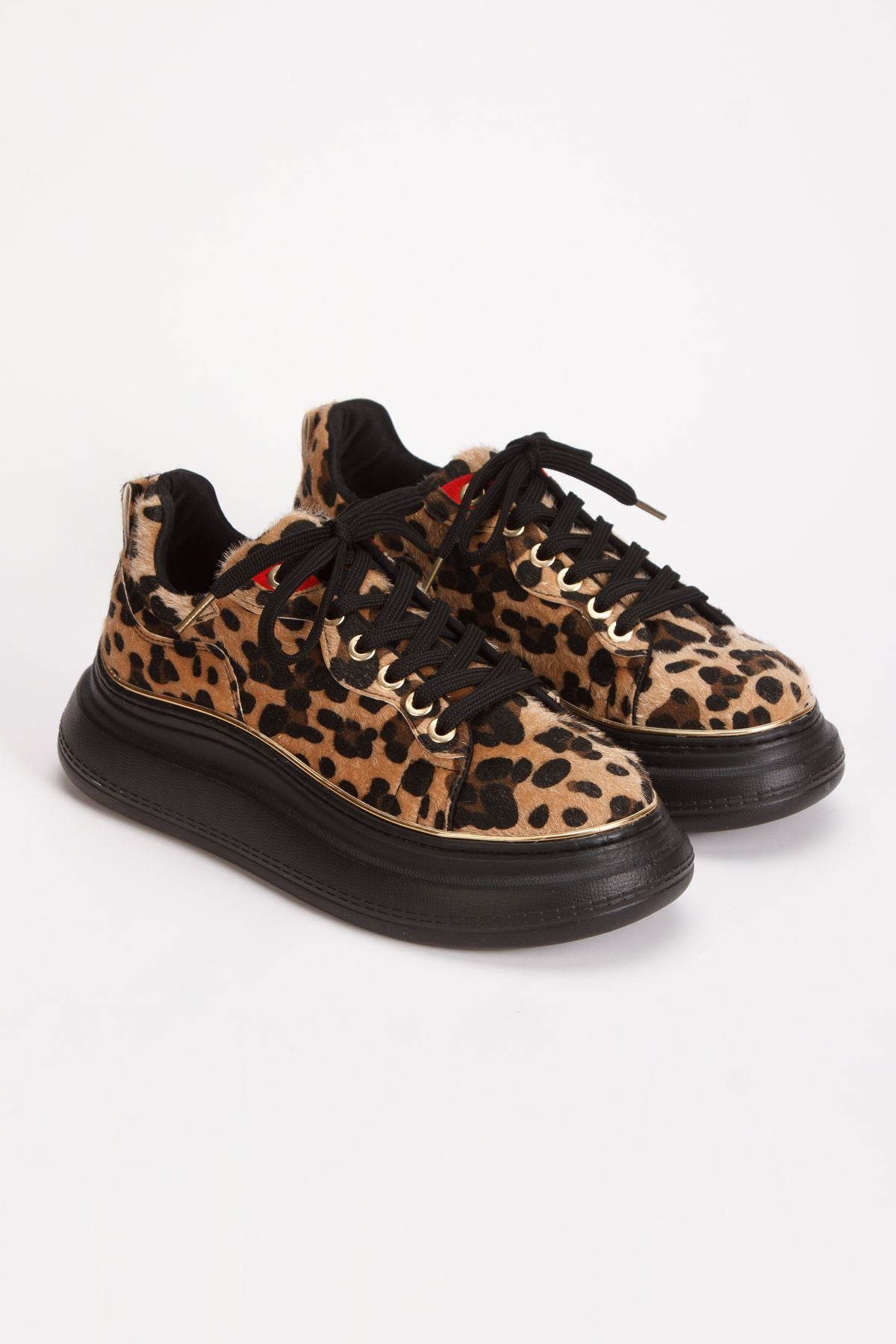 Kadın Renkli Günlük Spor Ayakkabı 2079 SİYAH LEOPAR