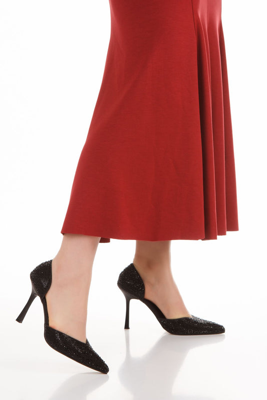 Kadın Taş Detaylı Yüksek Topuklu Ayakkabı 3093 SIYAH