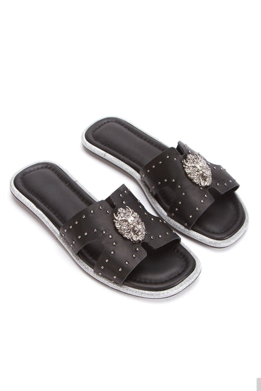 Kadın Hakiki Deri Toka Detaylı Terlik 6311 SIYAH