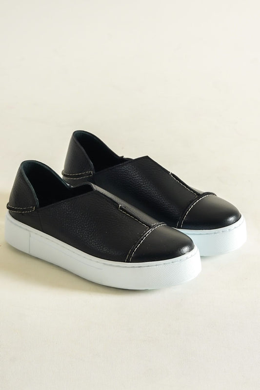 2025 Siyah Deri Kadın Sneakers