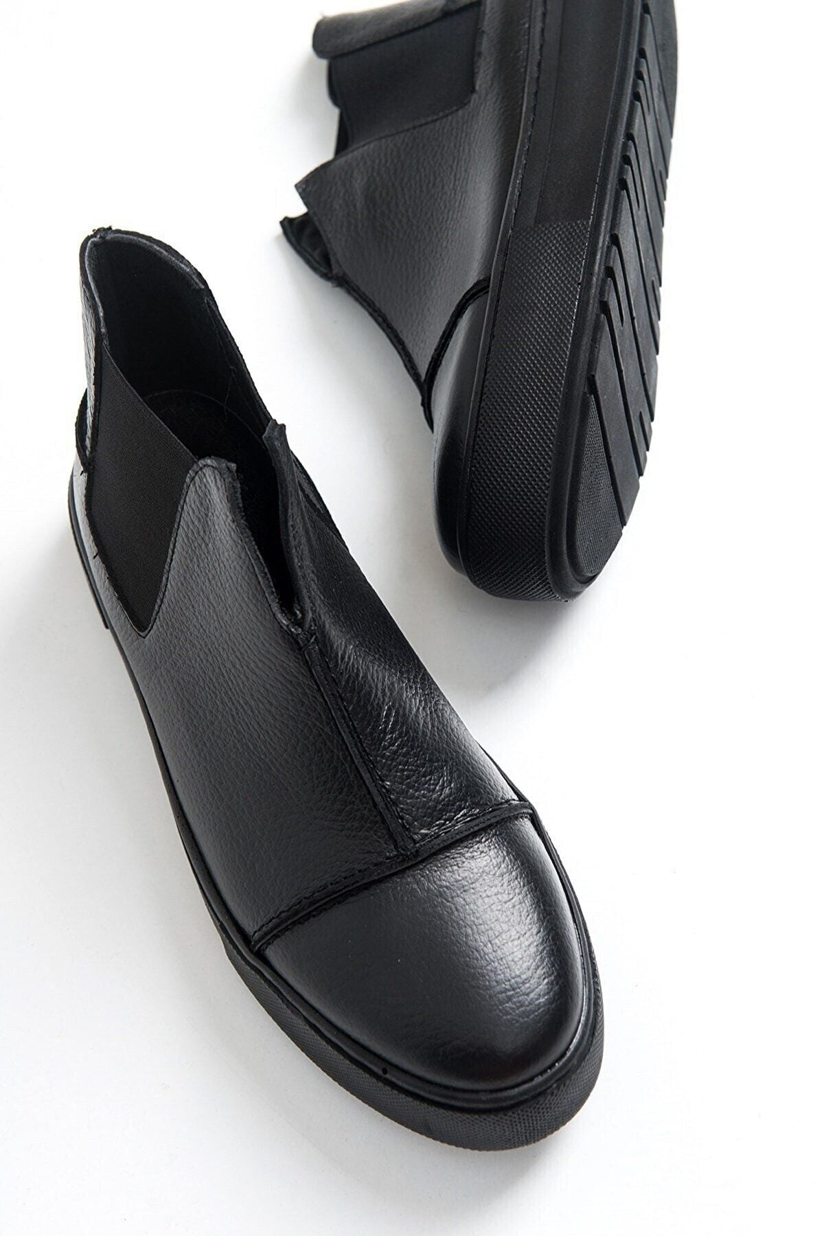 Siyah - 2056 Kadın Hakiki Deri Sneakers