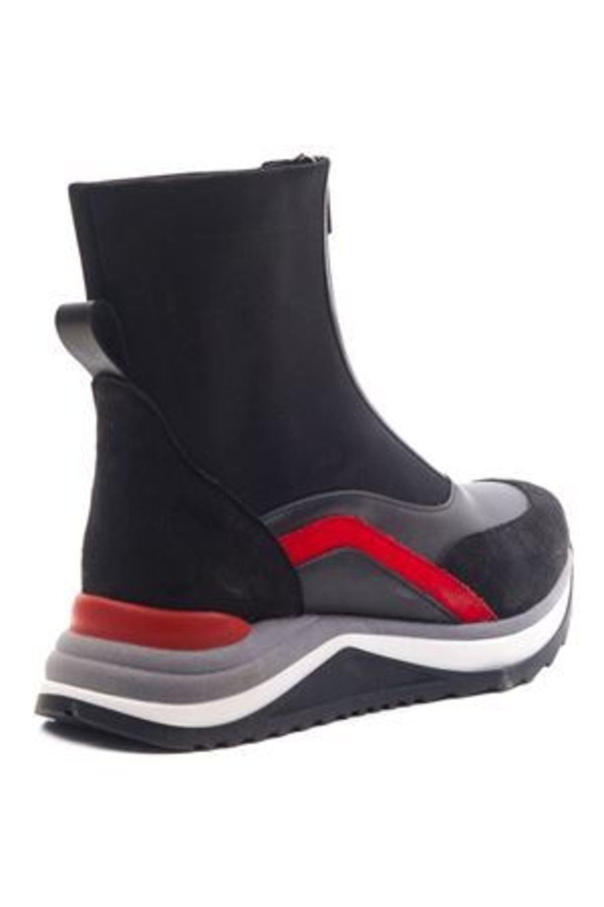 5079 Kadın Süet Dalgıç Kumaş Detaylı Fermuarlı Bot