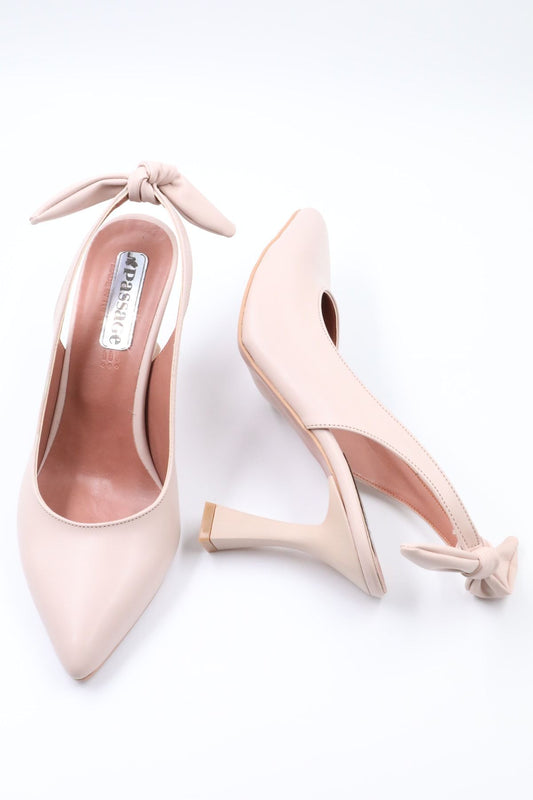 3025 Bej Cilt Yüksek Topuklu Kadın Ayakkabı