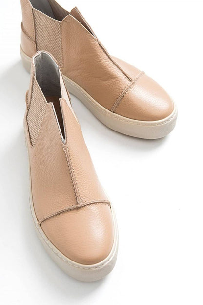 Siyah - 2056 Kadın Hakiki Deri Sneakers