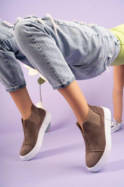 Siyah - 2056 Kadın Hakiki Deri Sneakers