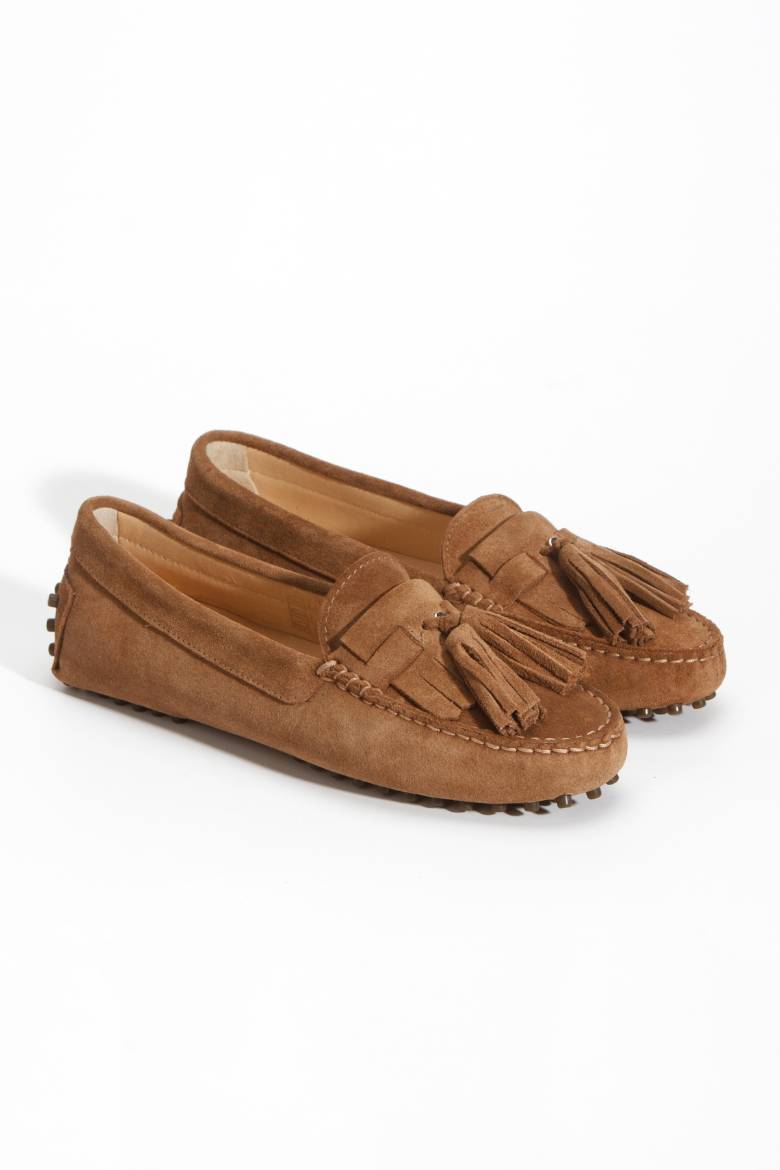Kadın Hakiki Süet Deri Püskül Detaylı Loafer 1039