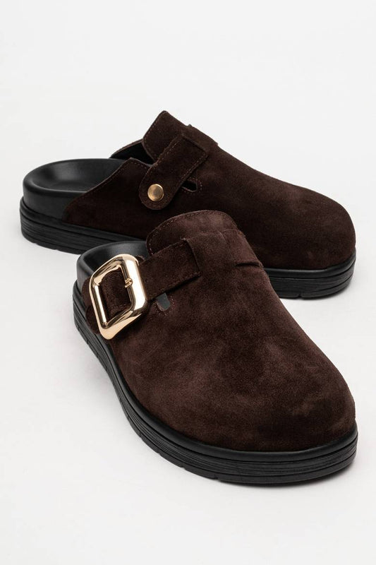 Kadın Hakiki Deri Günlük Süet Terlik 6333