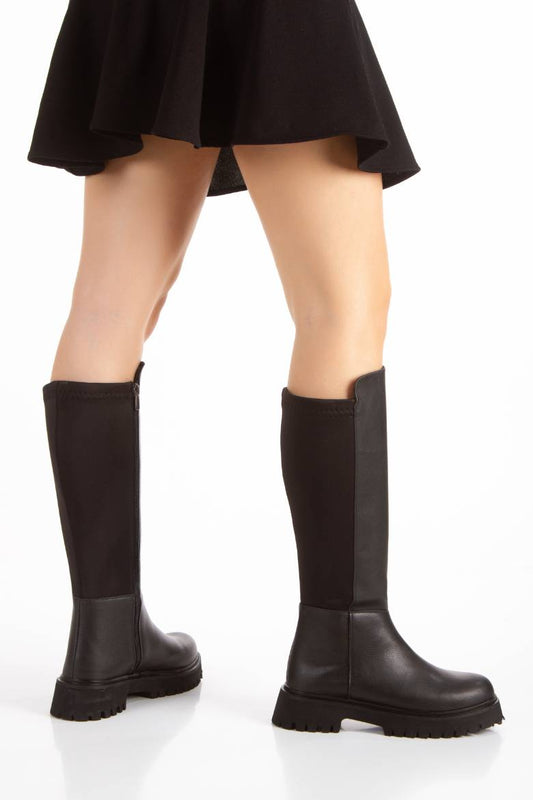 Kadın Scuba Kumaş Detaylı Fermuarlı Çizme 7029