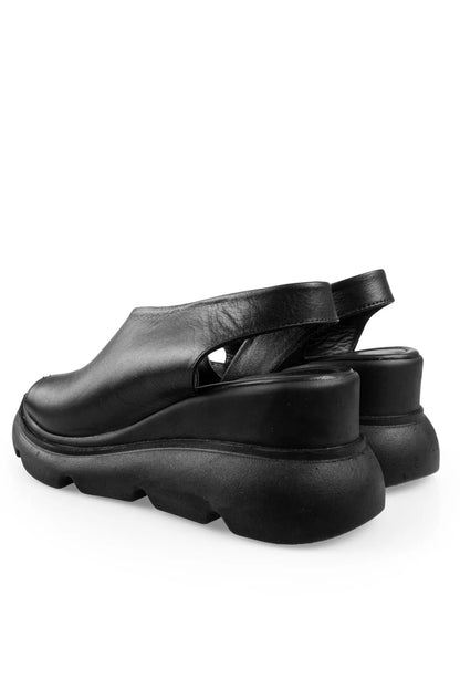 Kadın Cilt Hakiki Deri Dolgu Topuklu Sandalet 6211 BUZ GRİ