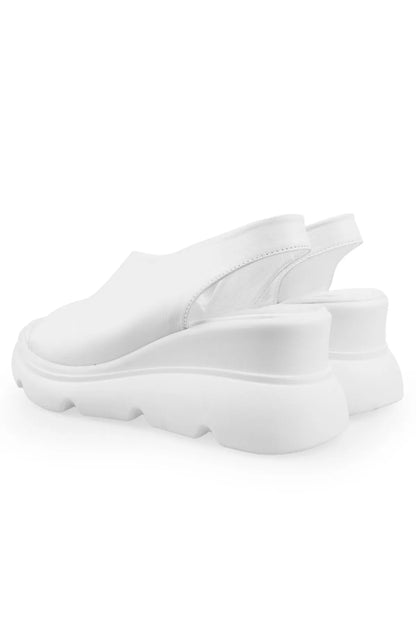 Kadın Cilt Hakiki Deri Dolgu Topuklu Sandalet 6211 BUZ GRİ