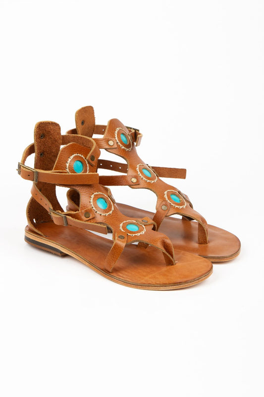 Kadın Hakiki Deri Taş Detaylı Bodrum Sandalet 6264