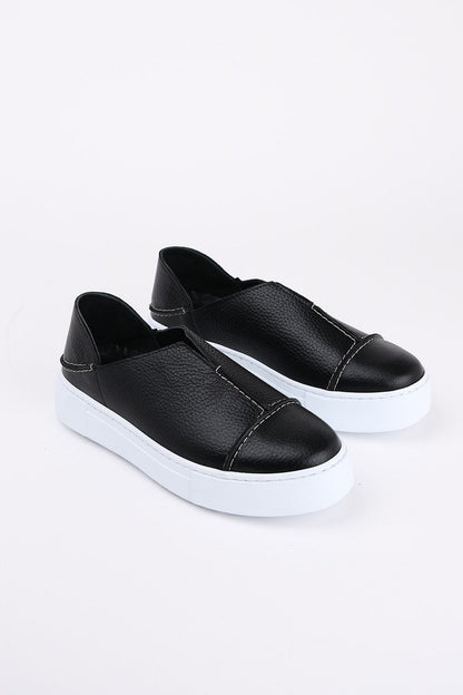 2025 Siyah Deri Kadın Sneakers