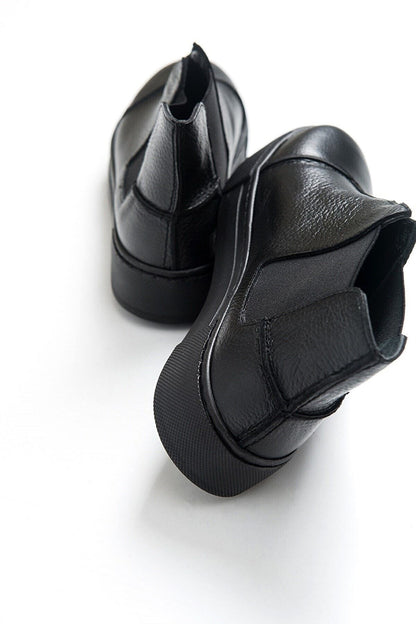 Siyah - 2056 Kadın Hakiki Deri Sneakers